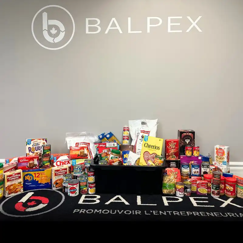 table of food drive donations 